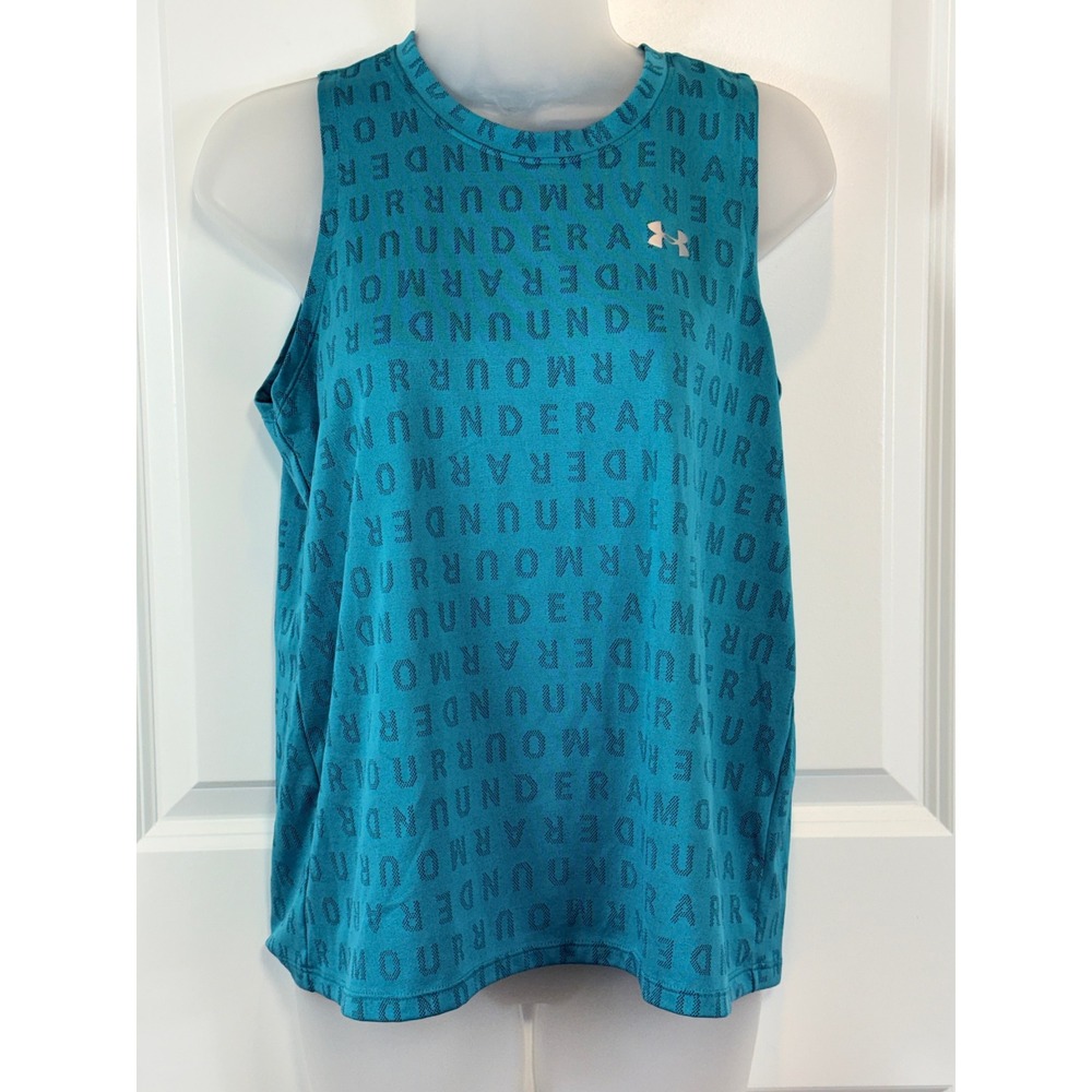 Under Armour Teal Loose Fit Graphic Tank Top Women's Small Athletic Activewear S